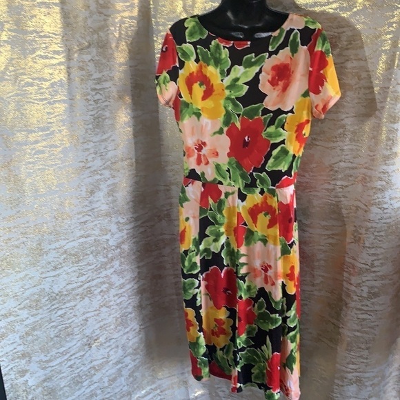 Vintage 🧚♀️Scarlett multicolour floral short sleeve midi dress size 8 - Picture 7 of 12